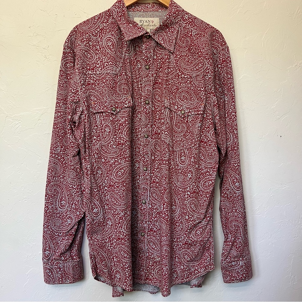 Ryan Michael Pearl Snap Shirt Mens Large Paisley Western Cowboy Rodeo Size US XL